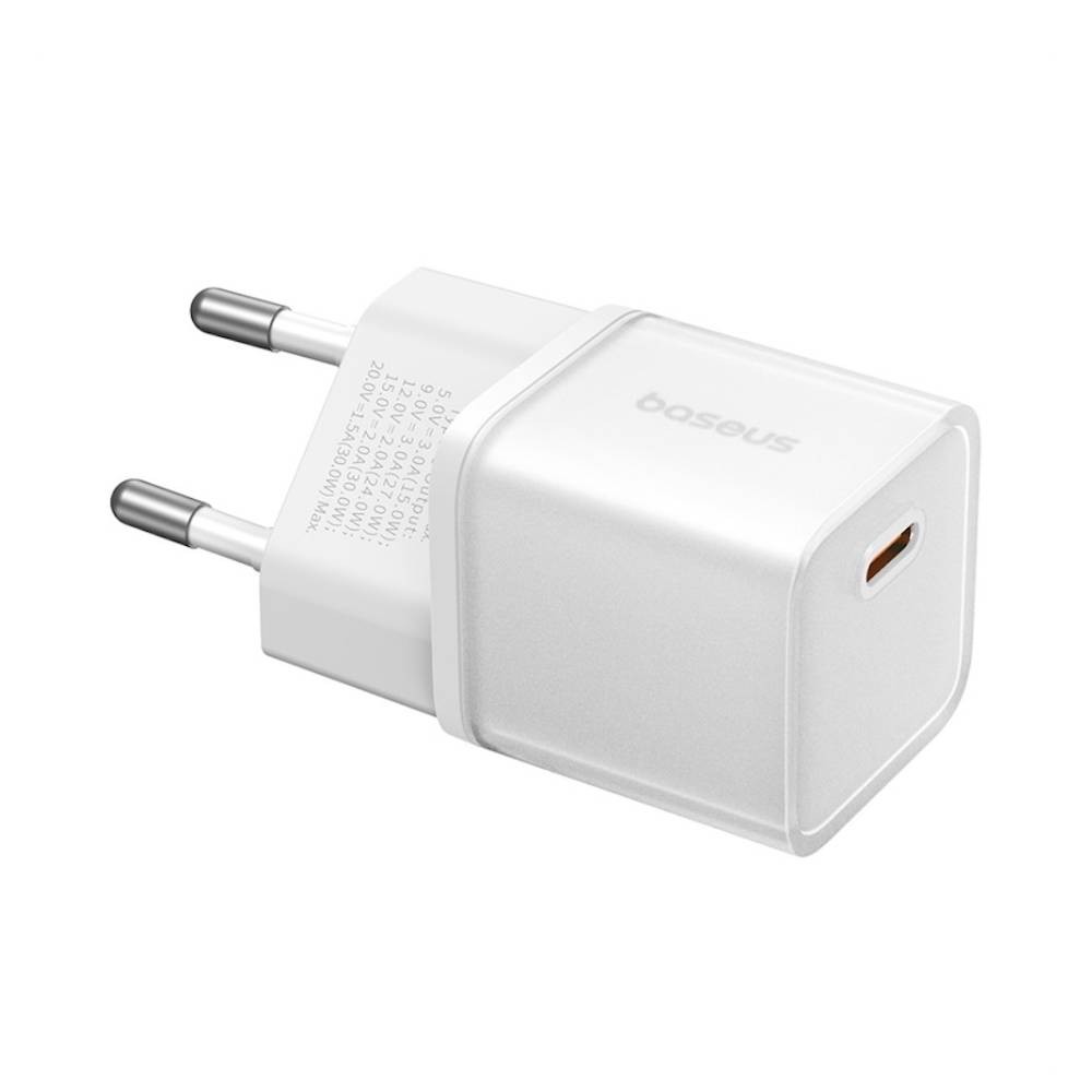 อะแดปเตอร์ Baseus Wall USB Charger 1 USB-C (PD30W) GaN5S White (TISI)