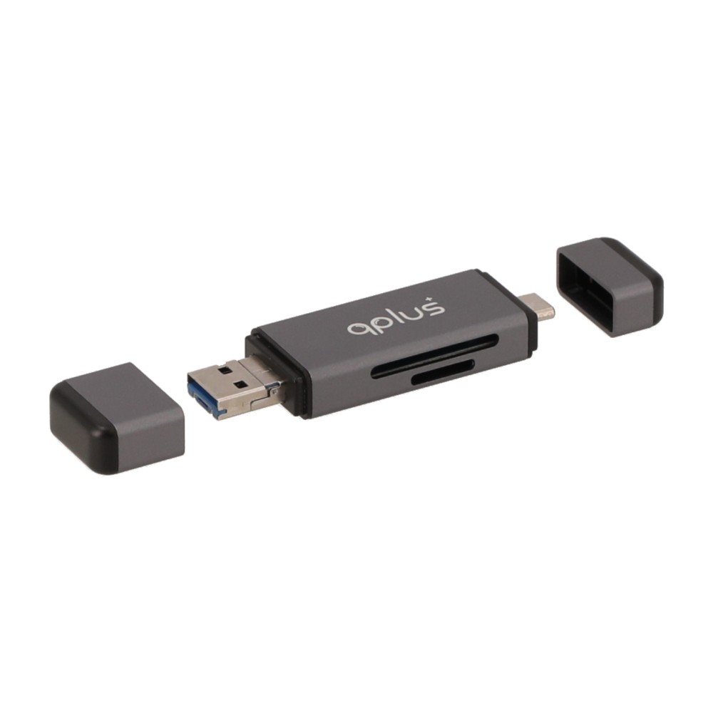 QPLUS Mul-Function 3-in-1 USB 3.0 Card Reader TF/SD Black