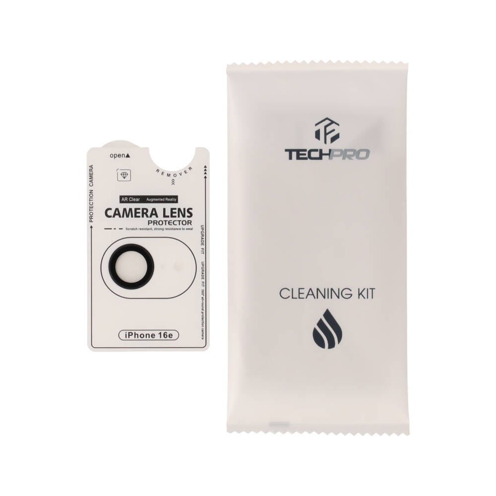 ฟิล์มกันเลนส์ TECHPRO iPhone 16e/17e Camera Lens Crystal Clear Black