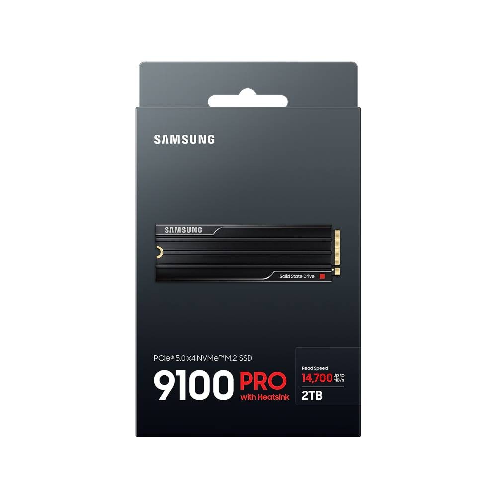 การ์ดเอสเอสดี SAMSUNG 2TB 9100 PRO with HeatSink SSD M.2 PCIe 5.0 R14700MB/s R13400MB/s 5Y (MZ-VAP2T0CW)
