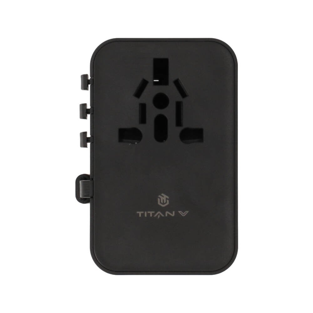 หัวแปลงปลั๊กไฟ TITANV Multifunction Universal Travel Adapter with Type-C Cable 25W Black (PLGTTV001)
