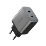 อะแดปเตอร์ ENERGEA Wall USB Charger 2 USB-C (PD45W) Ampcharge GaN45 Dual Gunmetal (TISI)