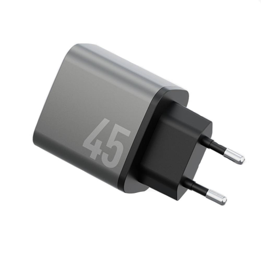 อะแดปเตอร์ ENERGEA Wall USB Charger 2 USB-C (PD45W) Ampcharge GaN45 Dual Gunmetal (TISI)
