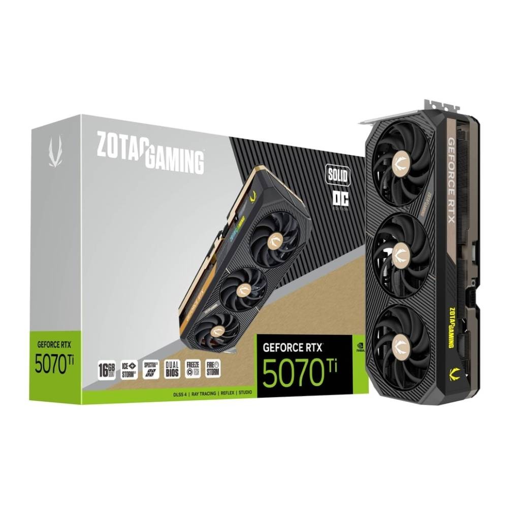 การ์ดจอ ZOTAC GAMING GeForce RTX 5070 Ti Solid OC 16GB GDDR7 256-bit
