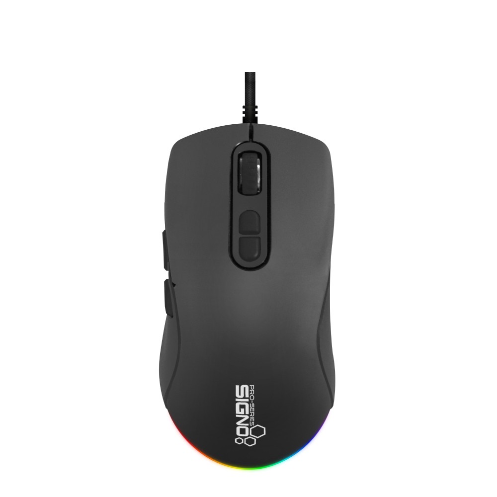 เมาส์เกมมิ่ง SIGNO E-Sport Castro GM-931 PRO-SERIES RGB Macro Black