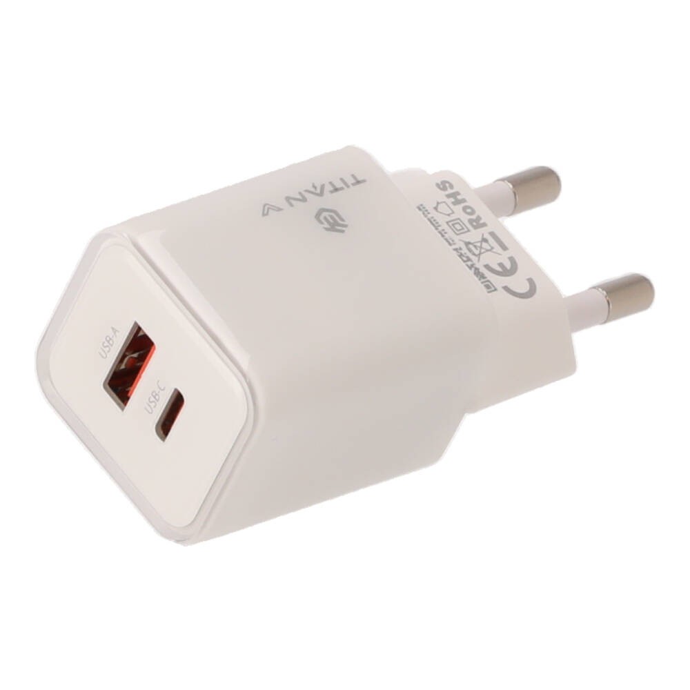 อะแดปเตอร์ TITANV Wall USB Charger 1 USB-A/1 USB-C (PD33W) HyperChare GaN White (TI-WC10)