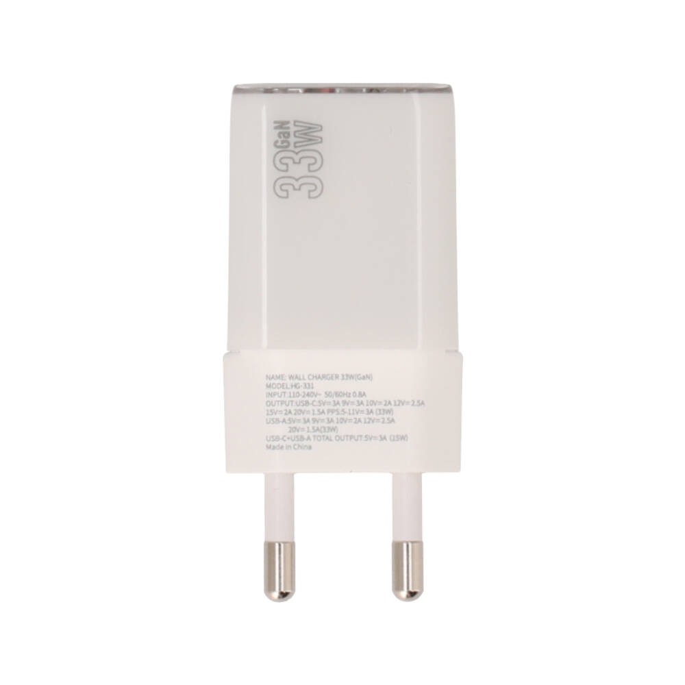 อะแดปเตอร์ TITANV Wall USB Charger 1 USB-A/1 USB-C (PD33W) HyperChare GaN White (TI-WC10)