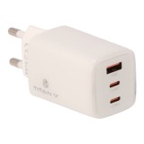 อะแดปเตอร์ TITANV Wall USB Charger 1 USB-A/2 USB-C (PD65W) HyperChare GaN White (TI-WC11)