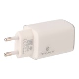 อะแดปเตอร์ TITANV Wall USB Charger 1 USB-A/2 USB-C (PD65W) HyperChare GaN White (TI-WC11)