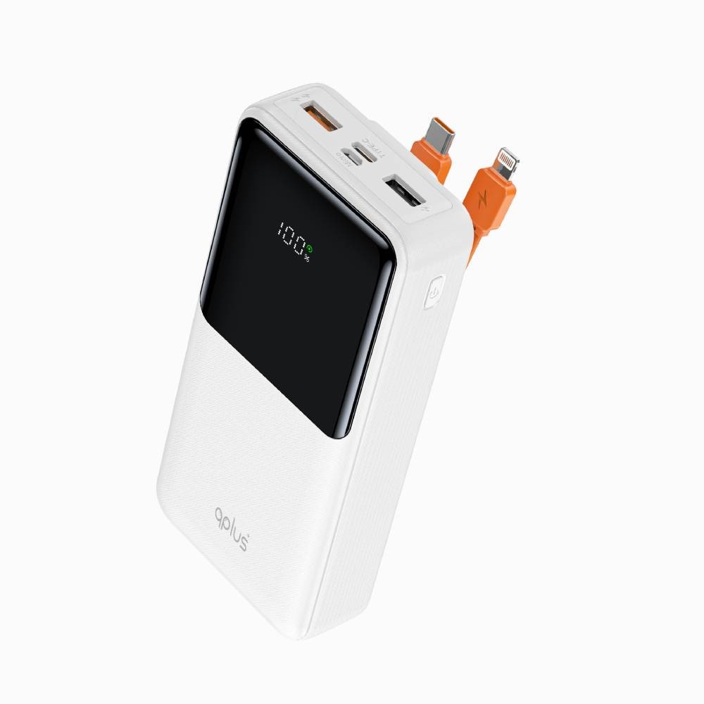 พาวเวอร์แบงค์ QPLUS 20,000 mAh Built-In Cable W2015C White