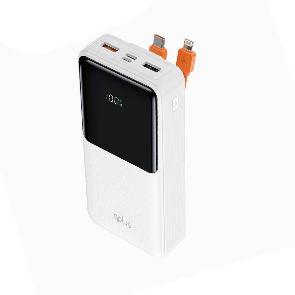 พาวเวอร์แบงค์ QPLUS 20,000 mAh Built-In Cable W2015C White