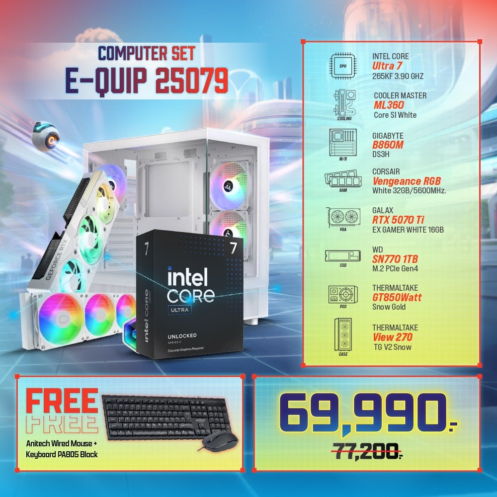 Computer Set - E-QUIP 25079 (U7 265KF | RAM32GB/5600 | SSD 1TB | RTX5070 Ti)