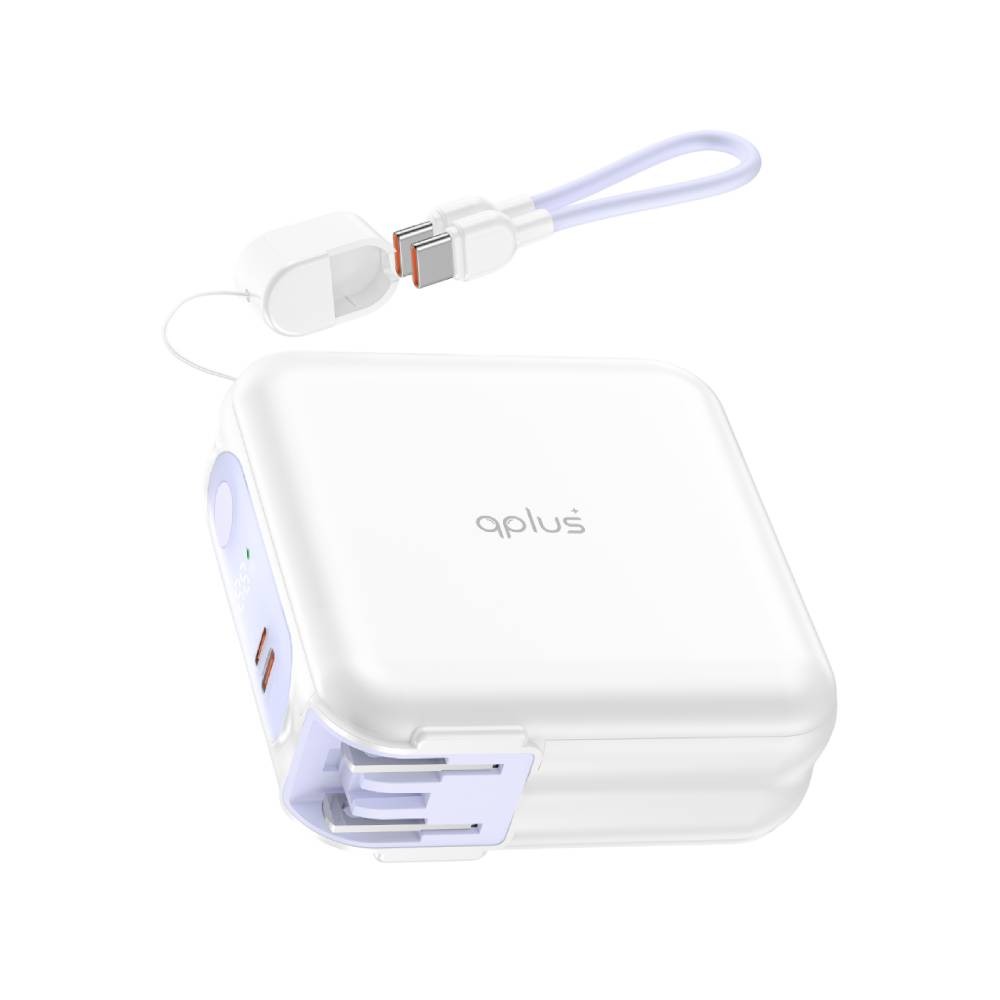 พาวเวอร์แบงค์ QPLUS 15000 mAh LED Display with 2-in-1 Cable (W1501C) White