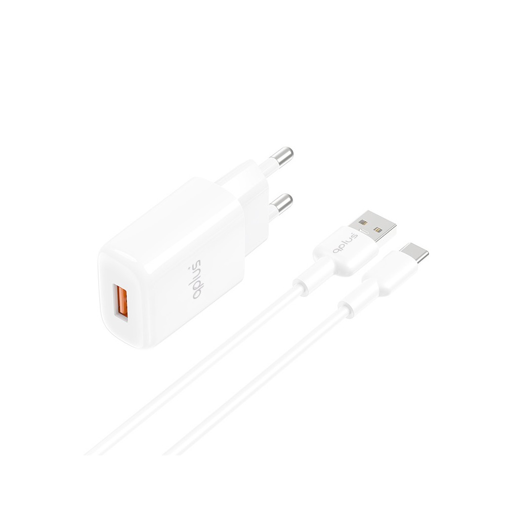 อะแดปเตอร์ QPLUS Wall Charger USB-A (2.4A) 12W + Type-C Cable AU-50 White