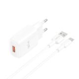 อะแดปเตอร์ QPLUS Wall Charger USB-A (2.4A) 12W + Type-C Cable AU-50 White