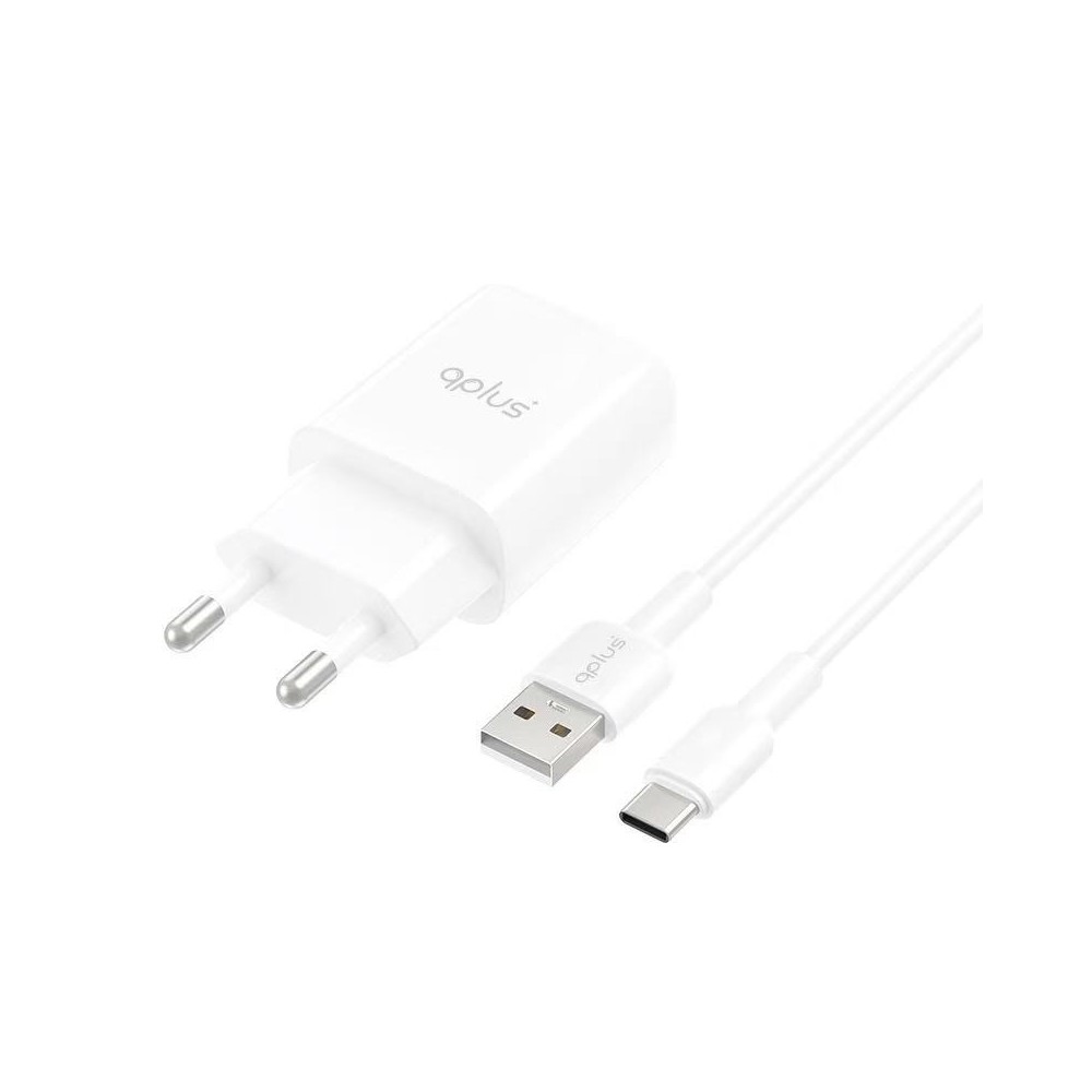 อะแดปเตอร์ QPLUS Wall Charger USB-A (2.4A) 12W + Type-C Cable AU-50 White