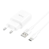 อะแดปเตอร์ QPLUS Wall Charger USB-A (2.4A) 12W + Type-C Cable AU-50 White