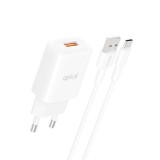 อะแดปเตอร์ QPLUS Wall Charger USB-A (2.4A) 12W + Type-C Cable AU-50 White