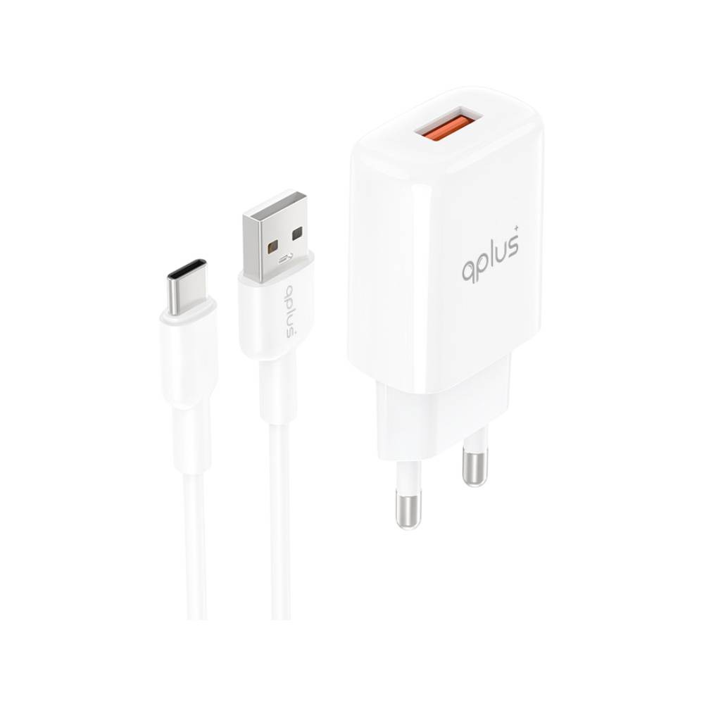 อะแดปเตอร์ QPLUS Wall Charger USB-A (2.4A) 12W + Type-C Cable AU-50 White