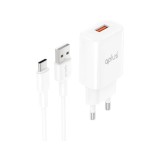 อะแดปเตอร์ QPLUS Wall Charger USB-A (2.4A) 12W + Type-C Cable AU-50 White