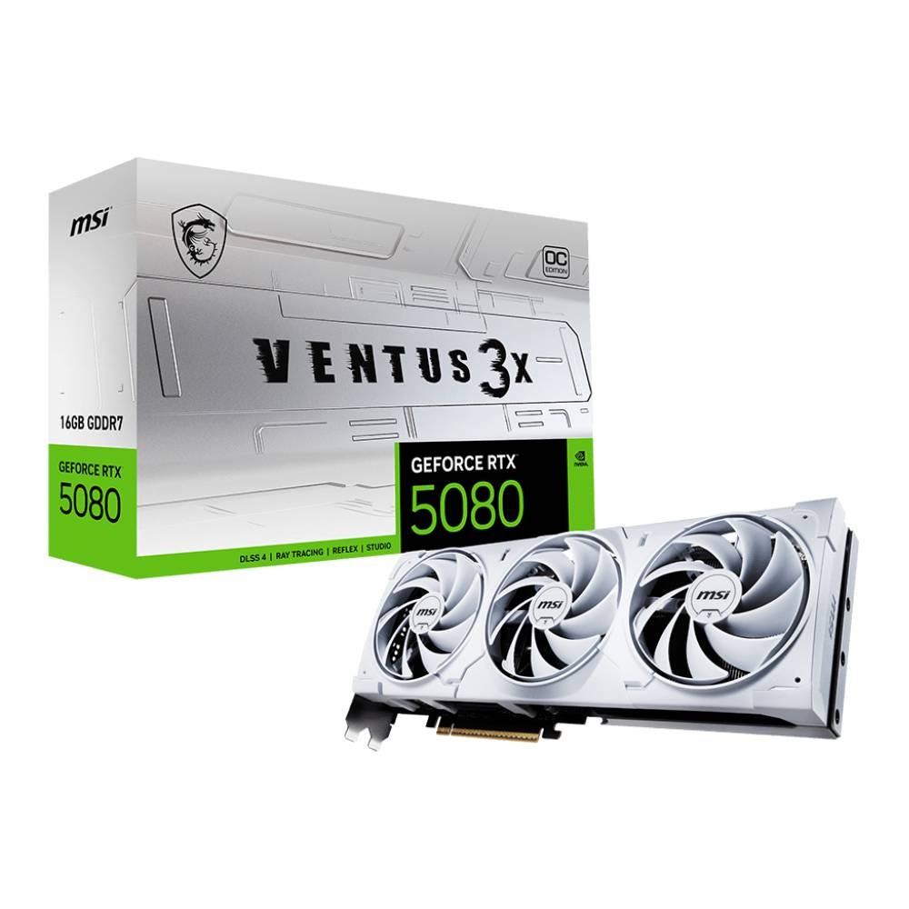 การ์ดจอ MSI GeForce RTX 5080 16G VENTUS 3X OC WHITE 16GB GDDR7 256-bit