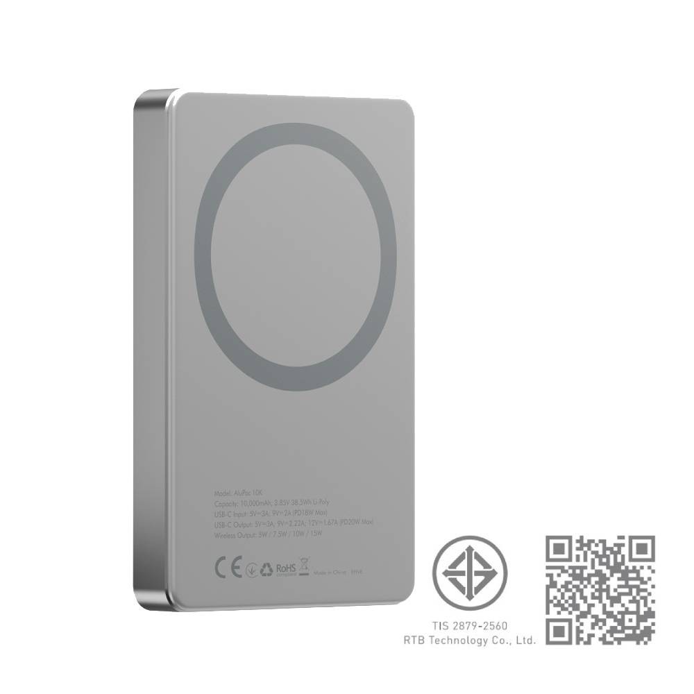 พาวเวอร์แบงค์ Energea 10000 mAh ALUPAC Mini Wireless Natural