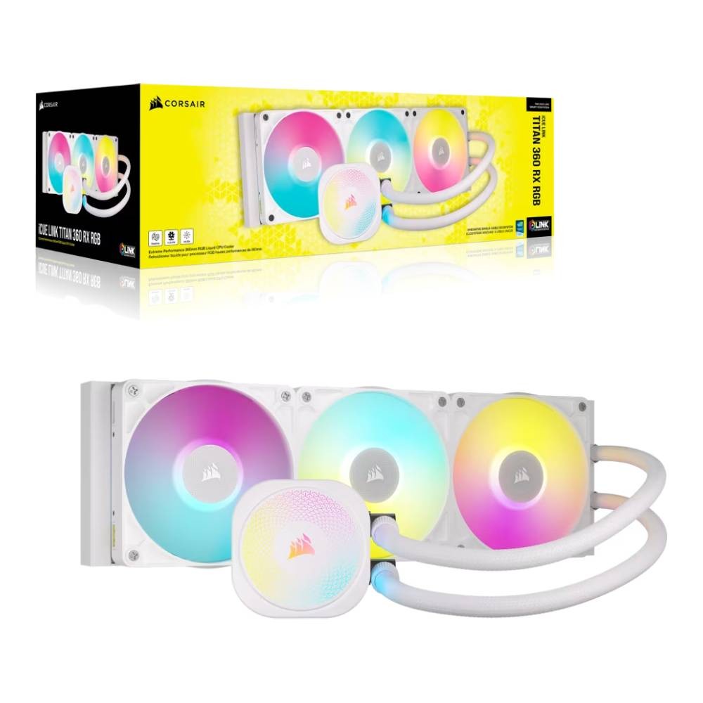 ชุดระบายความร้อนซีพียู Corsair iCUE LINK TITAN 360 RX RGB White CPU Liquid Cooler (CW-9061021-WW)
