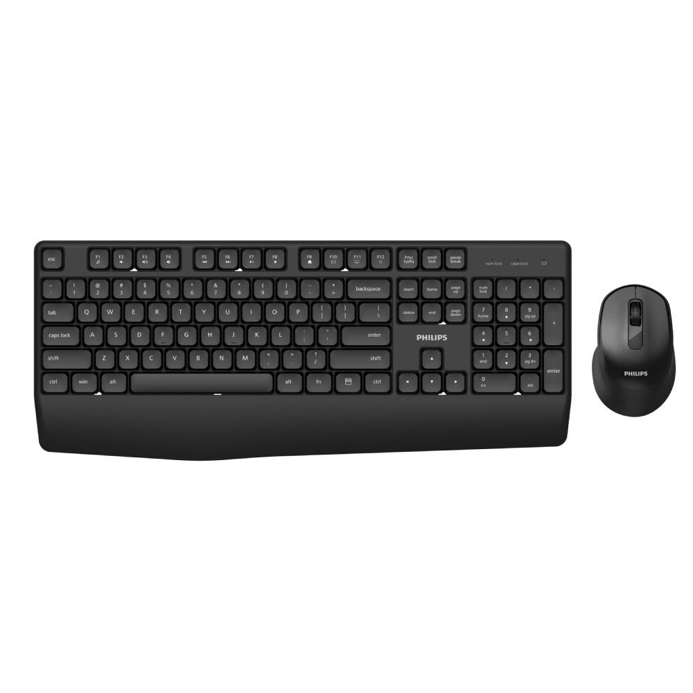 เมาส์และคีย์บอร์ดไร้สาย Philips Wireless Keyboard & Mouse Combo SPT6348 2.4G Black (TH/EN)