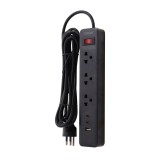 ปลั๊กไฟ Toshino Plug 3 Sockets 10A/2300W TypeC USB5V 3.4A Black