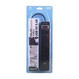 ปลั๊กไฟ Toshino Plug 3 Sockets 10A/2300W TypeC USB5V 3.4A Black