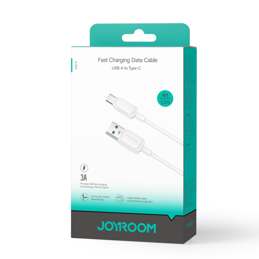 สายชาร์จ JOYROOM USB-A to USB-C Cable 3A Multi-Color 1.2M White (S-A14)