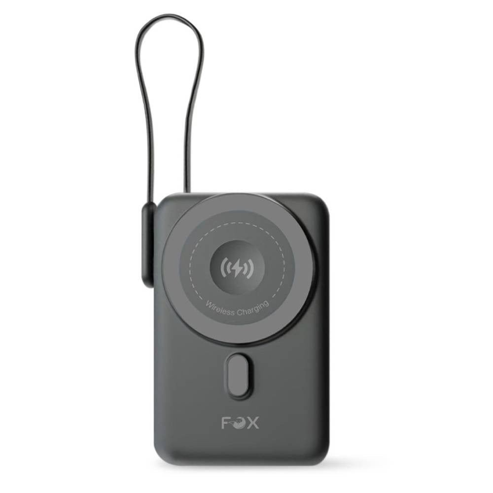 พาวเวอร์แบงค์ FOX 10000 mAh Mini Magnetic Wireless W1081C Black