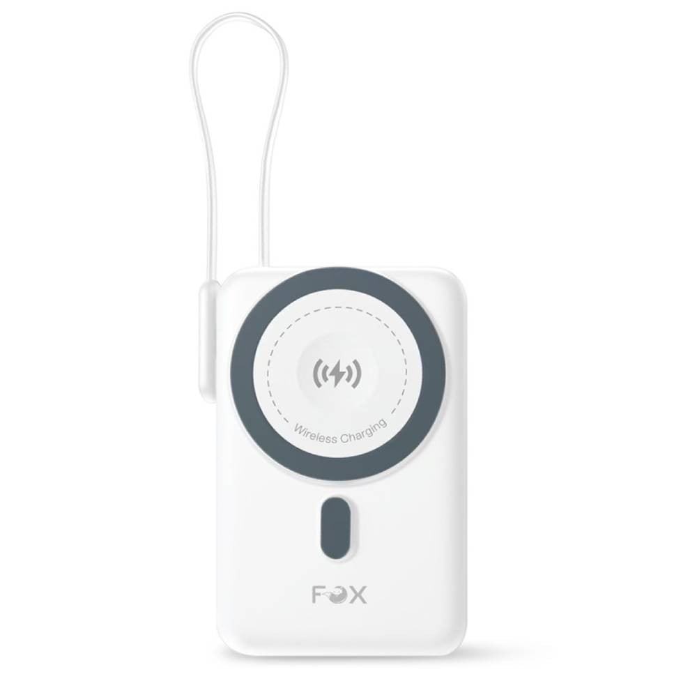 พาวเวอร์แบงค์ FOX 10000 mAh Mini Magnetic Wireless W1081C White