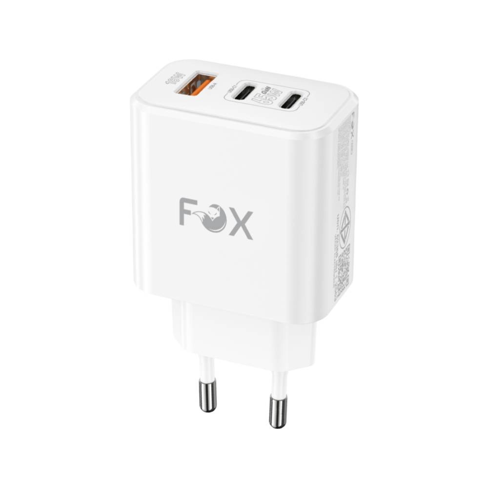 อะแดปเตอร์ FOX Wall USB Charger 1 USB-A (QC3.0A)/ 2 USB-C (PD65W) FOX-V6511 White