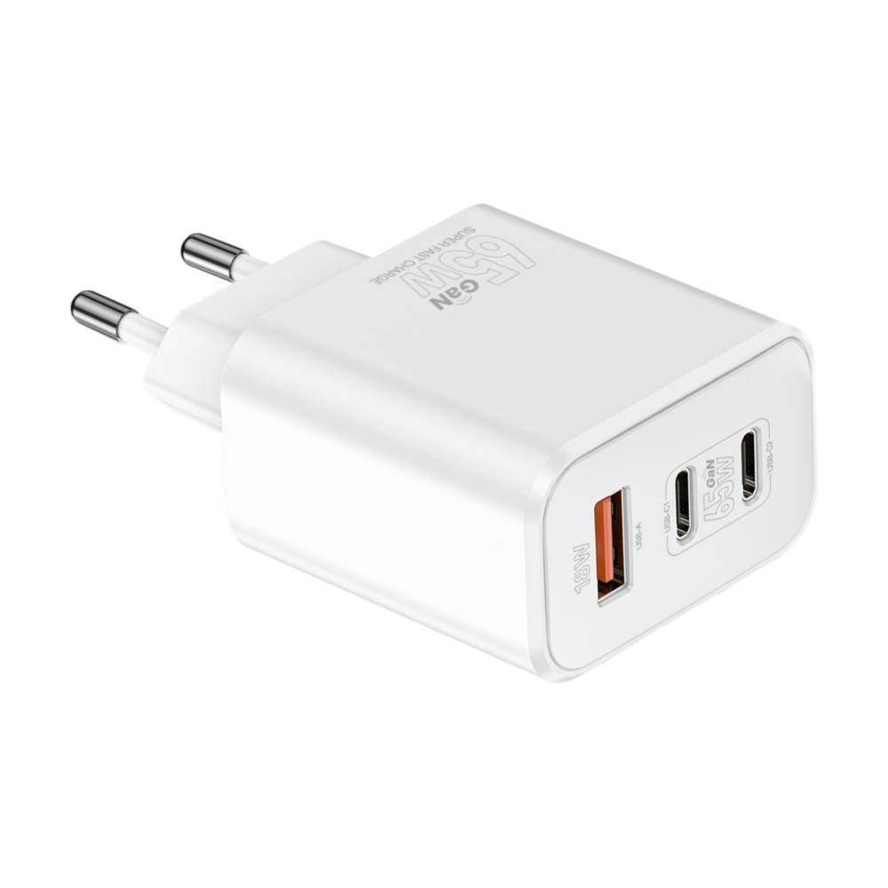 อะแดปเตอร์ FOX Wall USB Charger 1 USB-A (QC3.0A)/ 2 USB-C (PD65W) FOX-V6511 White