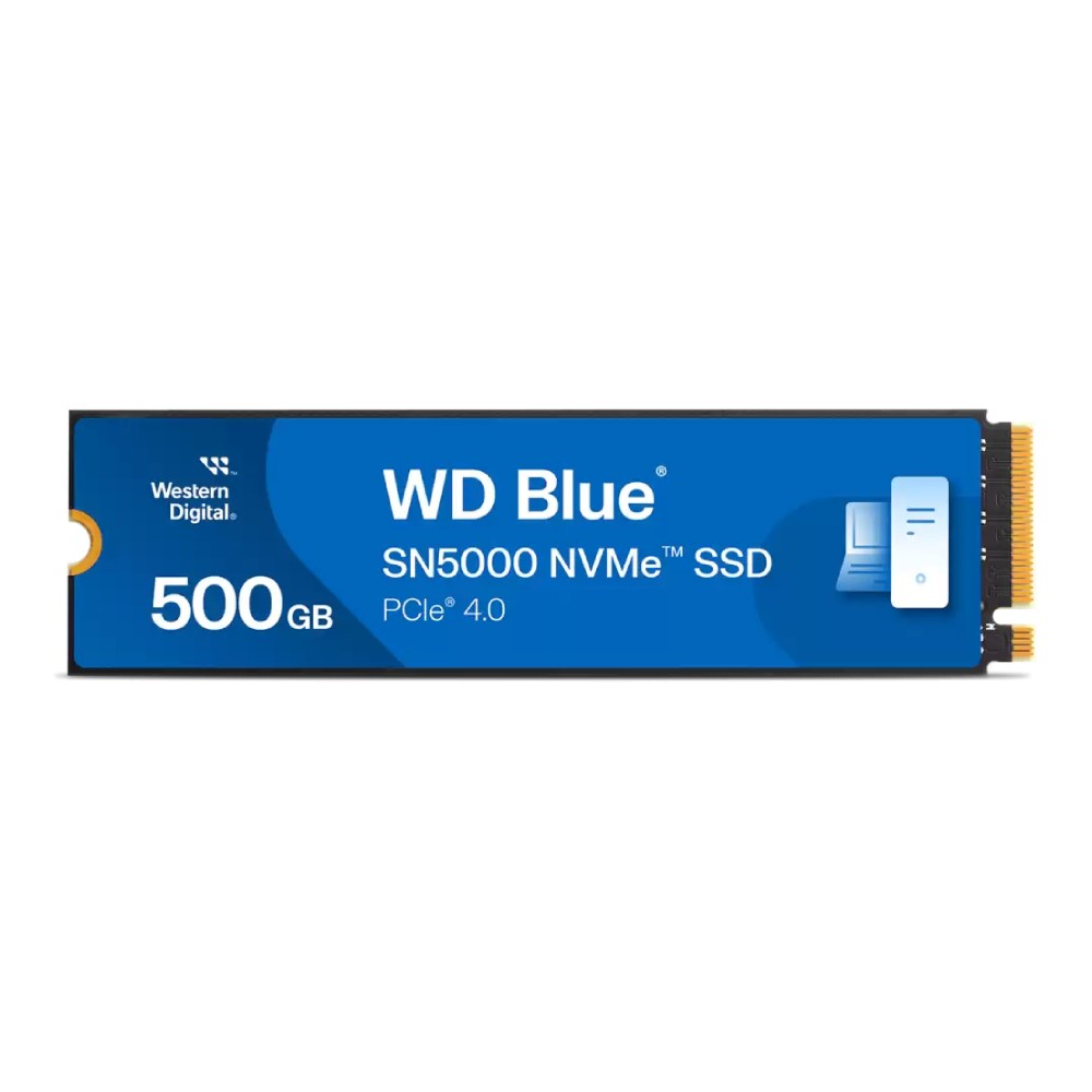 การ์ดเอสเอสดี WD 500GB Blue SN5000 SSD M.2 PCle/Nvme Gen4 R5000MB/s W4000MB/s (WDS500G4B0E-00CNZ0) - 5 Year