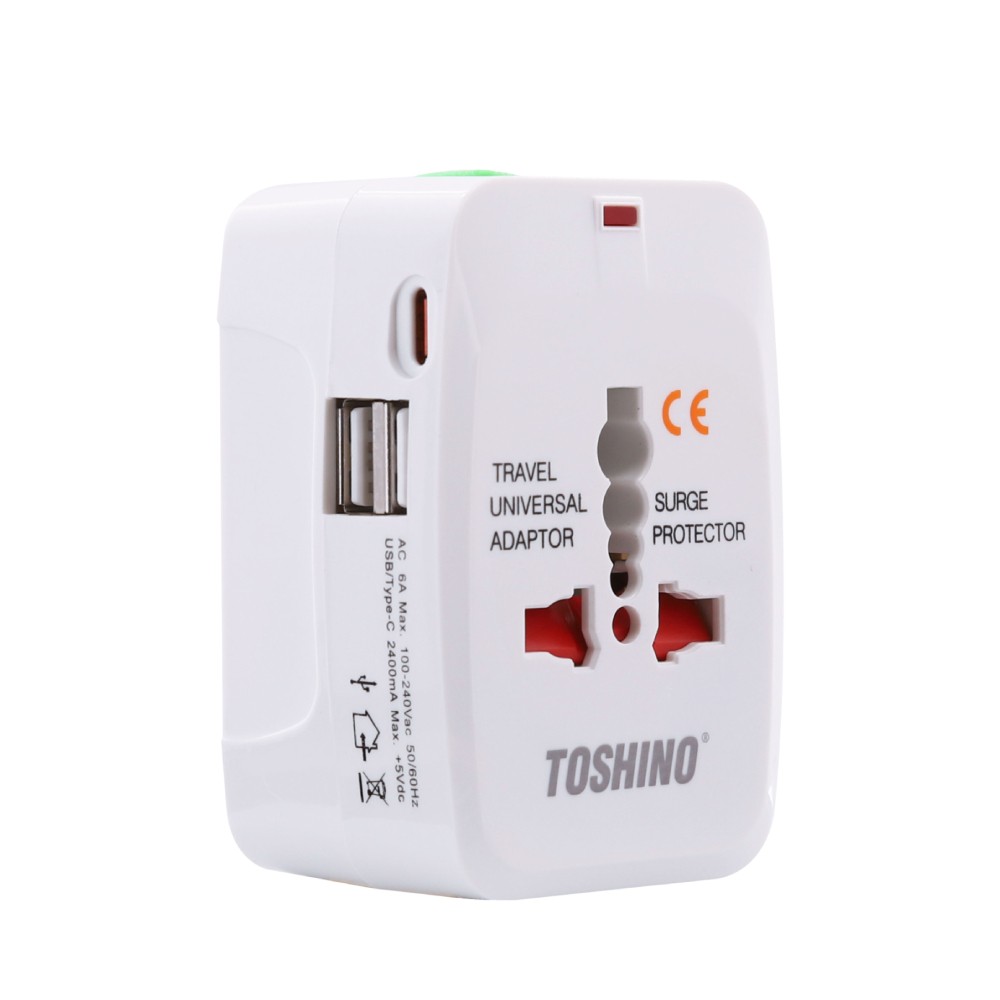 หัวแปลงปลั๊กไฟ Toshino Adapter 4 in 1 + Surge + 2A1C 5V2.4A