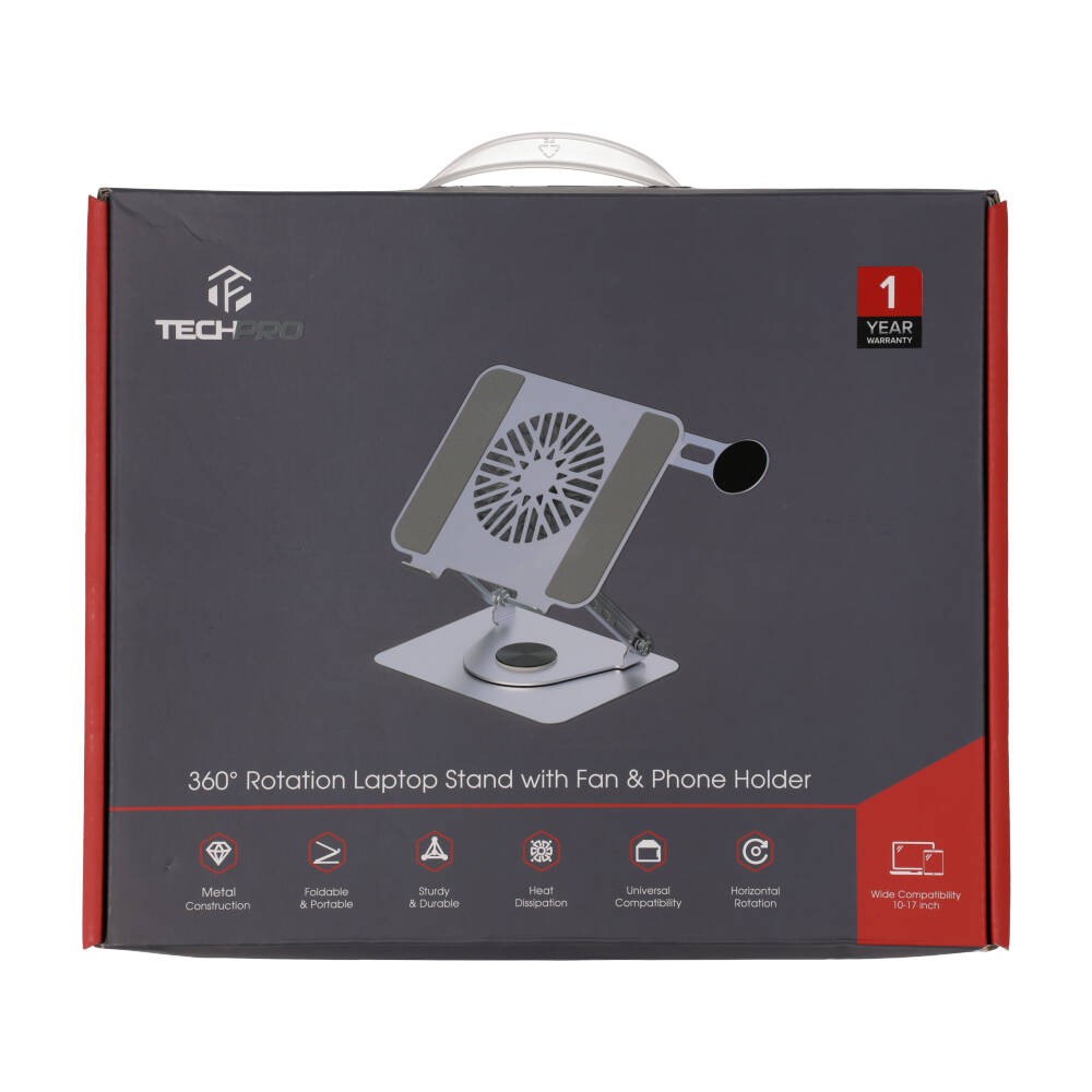 แท่นวางโน๊ตบุ๊ค TECHPRO Carbon Cooler Rotatable Tablet & Laptop Stand 360 Grey