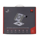 แท่นวางโน๊ตบุ๊ค TECHPRO Carbon Cooler Rotatable Tablet & Laptop Stand 360 Grey