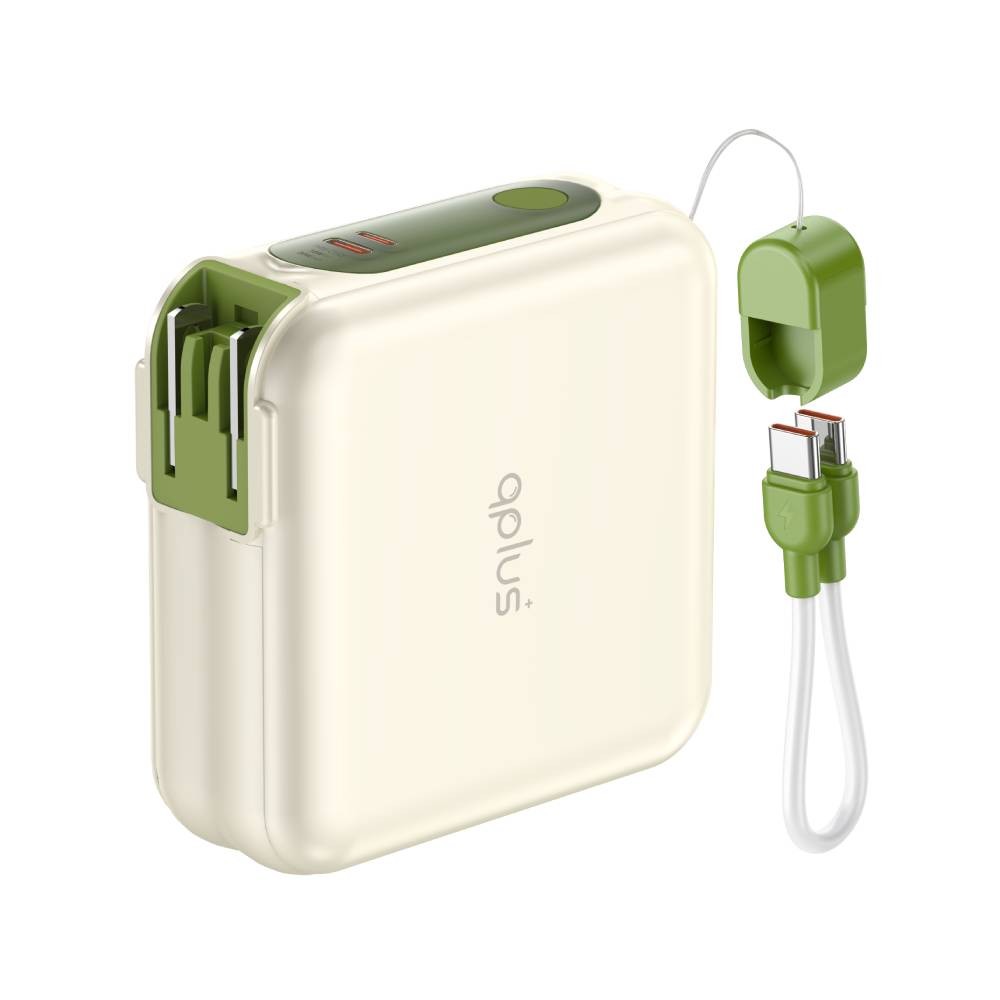 พาวเวอร์แบงค์ QPLUS 15000 mAh LED Display with 2-in-1 Cable (W1501C) Green