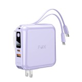 พาวเวอร์แบงค์ FOX 15000 mAh LED Display 2-in-1 Cable W1501 Purple