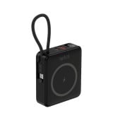 พาวเวอร์แบงค์ QPLUS 10000 mAh Mini Magnetic 15W LED Display with Type-C Buit-in Cable W1010C (CCC) Black