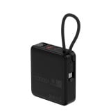 พาวเวอร์แบงค์ QPLUS 10000 mAh Mini Magnetic 15W LED Display with Type-C Buit-in Cable W1010C (CCC) Black