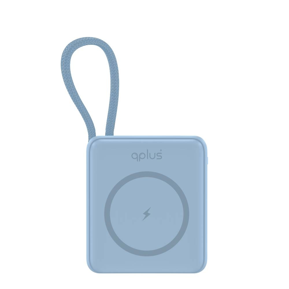 พาวเวอร์แบงค์ QPLUS 10000 mAh Mini Magnetic 15W LED Display with Type-C Buit-in Cable W1010C (CCC) Blue
