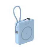 พาวเวอร์แบงค์ QPLUS 10000 mAh Mini Magnetic 15W LED Display with Type-C Buit-in Cable W1010C (CCC) Blue