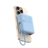 พาวเวอร์แบงค์ QPLUS 10000 mAh Mini Magnetic 15W LED Display with Type-C Buit-in Cable W1010C (CCC) Blue