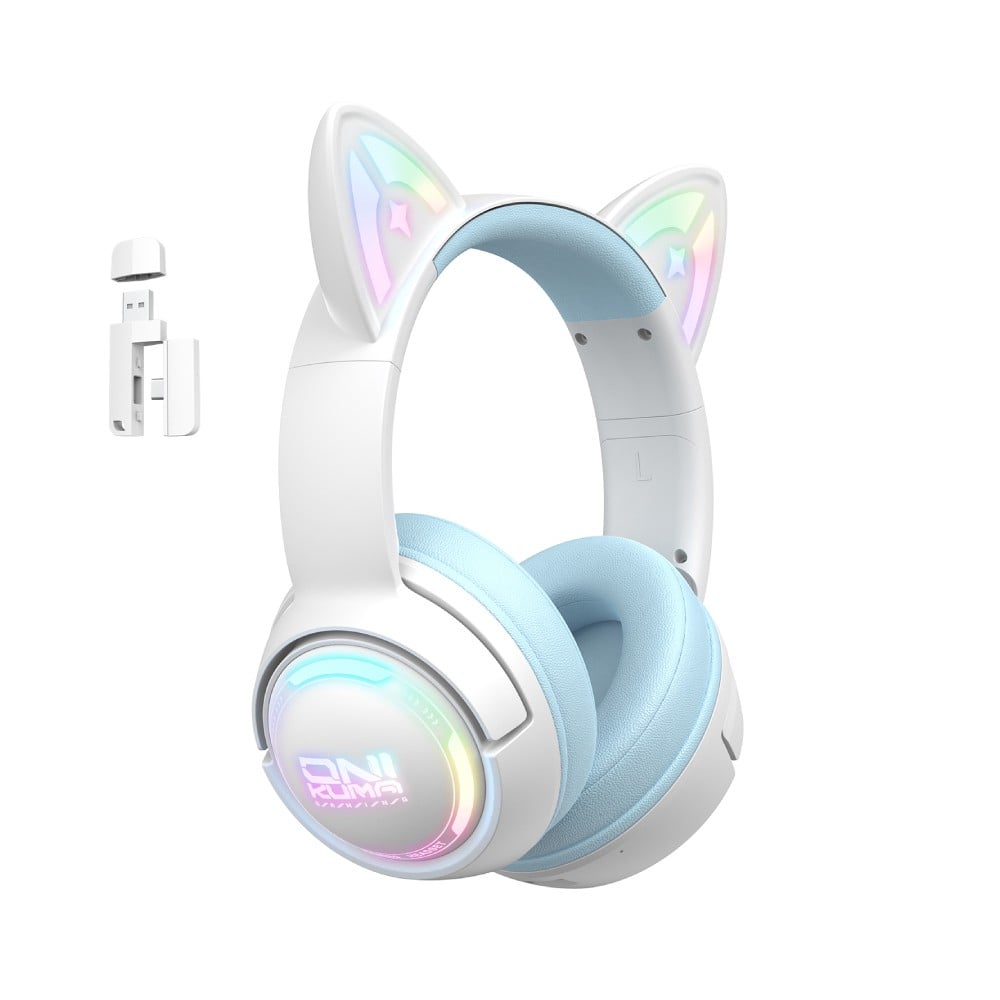 หูฟังเกมมิ่ง Onikuma Gaming Headset GT838 Bluetooth 2.4G Wired 3 Mode White/Blue