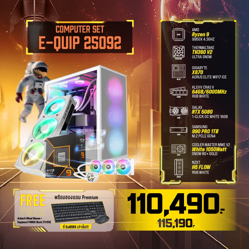 Computer Set - E-QUIP 25092 (R9 9950X | RAM64GB/6000 | SSD 1TB | RTX5080)