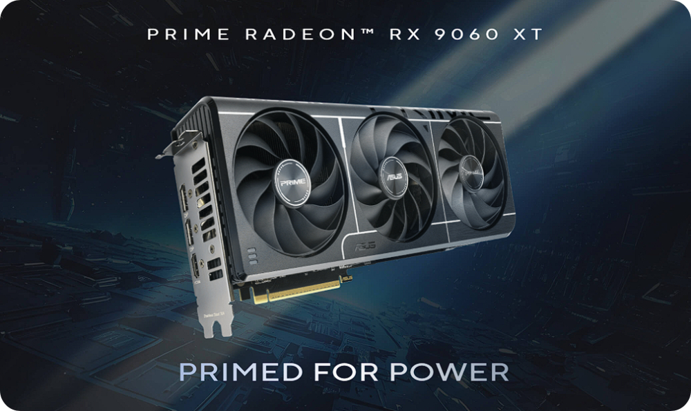 ASUS PRIME RX 9060 XT OC 16GB PCIe 5.0 Compact Gaming GPU