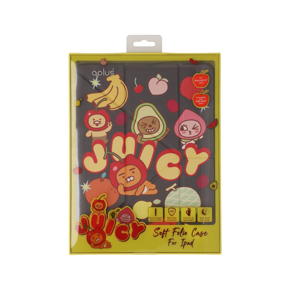 QPLUS x KAKAO Friends เคส iPad Gen 11 (2025)/Gen 10 Y Model Juicy Friends Gray